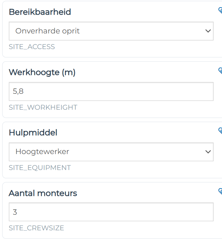 You enter the site conditions once, with the address.